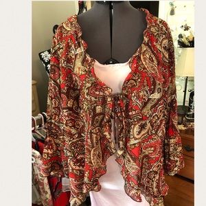 TIE FRONT COVER-UP/BLOUSE